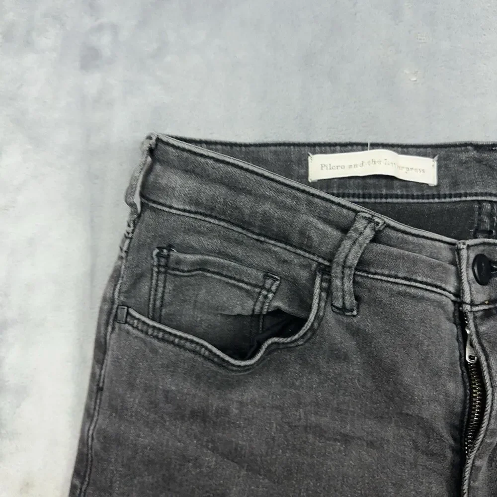 Pilcro and the Letterpress Anthropologie Mid-Rise Skinny Jean Faded Black 29X28